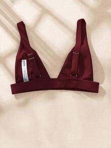 SHEIN Swim Solid Color Bikini Top For Beach Vacation - Brown - View 2