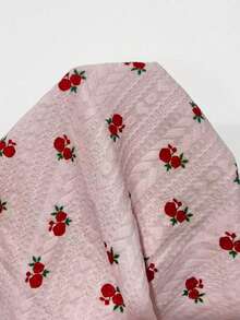 SHEIN Women's Long Sleeve Romantic Pink Floral Rose Pattern Jacquard Knit Jumpsuit Pajamas - Pink - View 6