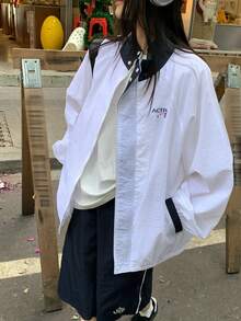 DAZY Women's Casual Turndown Collar Long Sleeve Lightweight Jacket, Korean Style - Black - View 4