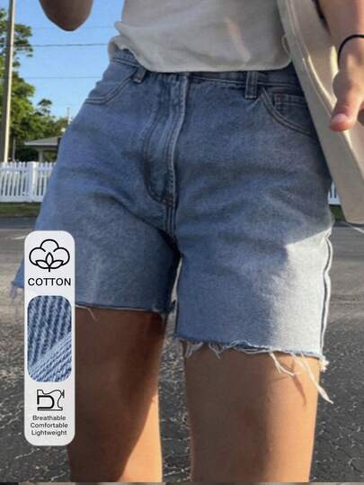 DAZY Women's Solid Color Short Casual Street Style Vacation Denim Shorts