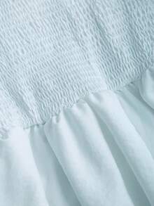 Sweetra 法式浪漫初秋时尚公主风泡泡袖连衣裙，收腰设计，不对称下摆，优雅派对礼服，可爱迷人的白色女士连衣裙 - 藍色 - 查看 6