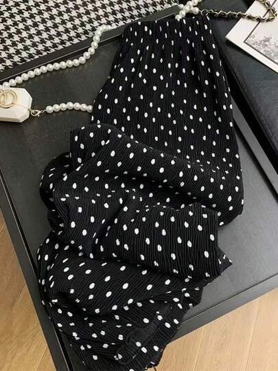 GlowEve CURVE Plus Size High Waist Polka Dot Pleated Straight Leg Pants