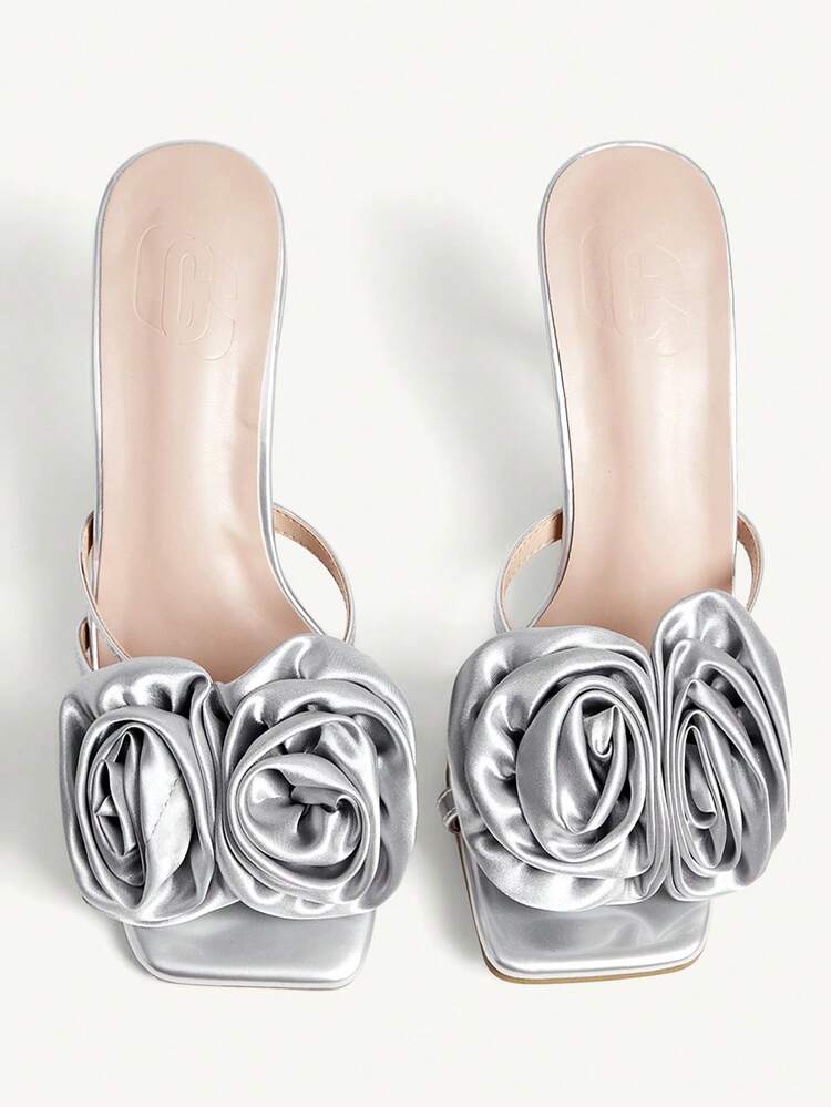 CUCCOO CHICEST Women's 3D Floral Decor Fashion Daily Wear High Heel Sandals Valentine's Day Elegant Shoes