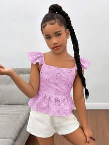 Áo chui đầu hở lưng tay lửng thời trang thường ngày cho bé gái tuổi mới lớn - Màu tím hoa cà - Xem 2