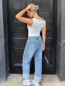 Bethéva Metal Decor Ruched Bodysuit, Casual & Versatile, Spring/Summer - White - View 2