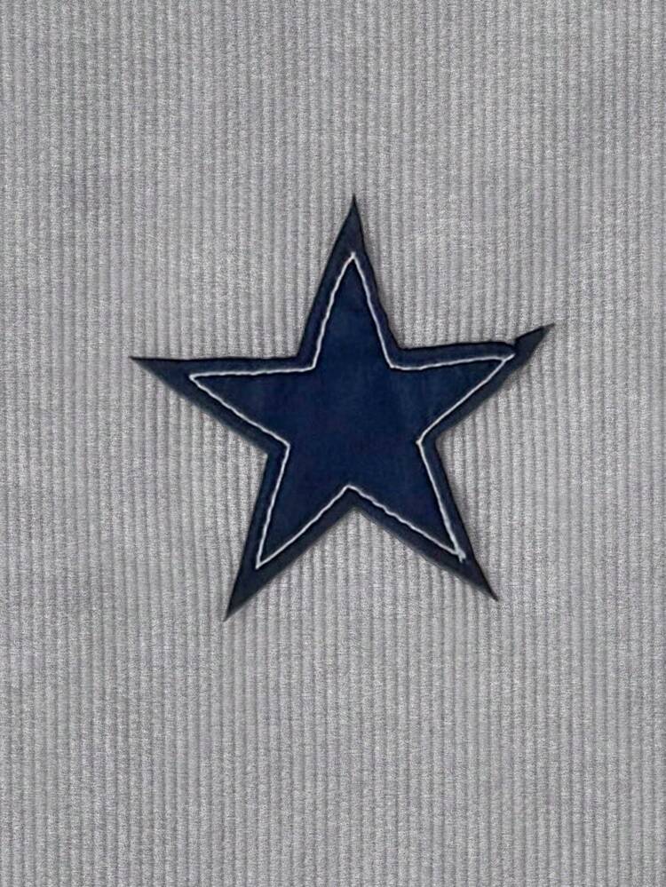 SHEIN Camiseta Casual e Confortável com Decote Redondo, Recortes e Estampa de Estrelas em Cores Contrastantes para Meninas Pré-Adolescentes - Multicolorido - Visão 3