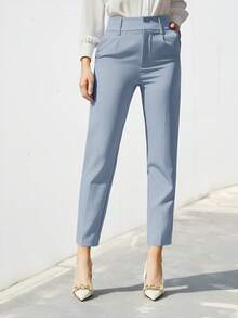 Aveloria Modichic Women's Solid Color Simple Daily Suit Pants  - Baby Blue - View 5