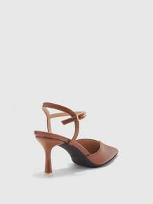 CUCCOO BIZCHIC Women's Pointed Toe Buckle Design Elegant Slim High Heel Pumps - Brown - View 3