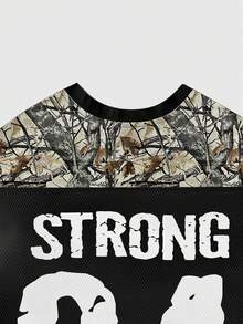 Manfinity EMRG Men's Summer Casual Patchwork Branch & Letter Print V-Neck Short Sleeve T-Shirt - Multicolor - View 6