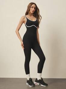 With My Calm Women's Edged Daily Fitness Camisole Jumpsuit - Multicolor - View 3