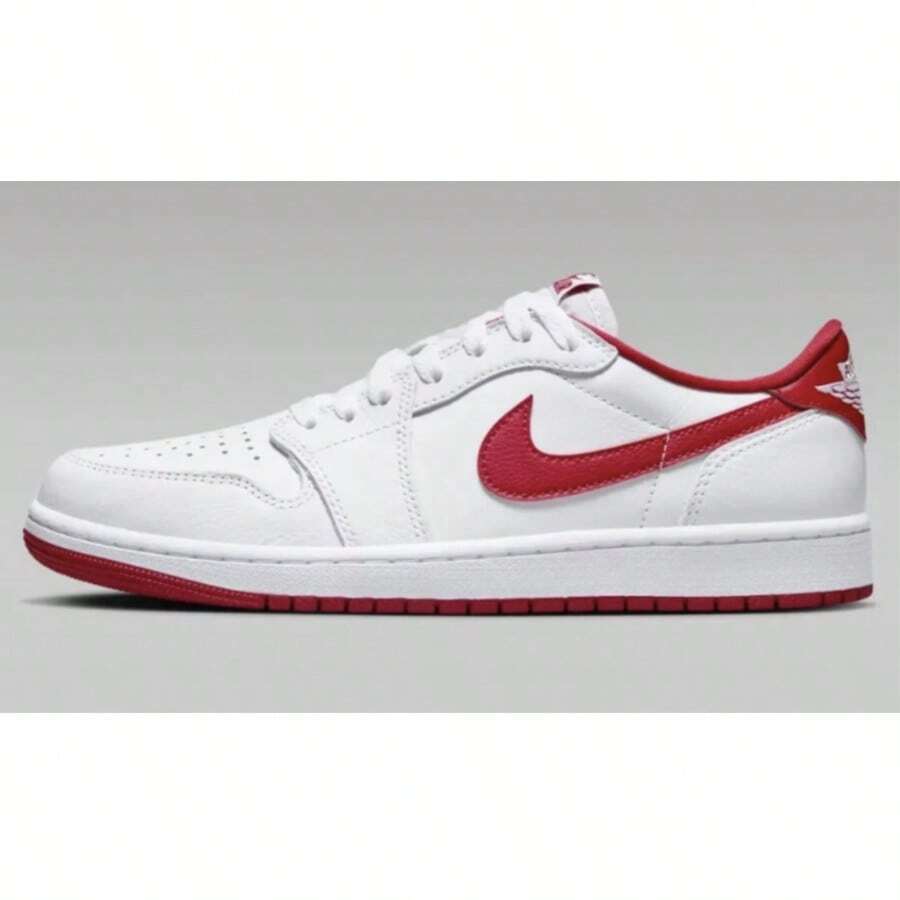 Nike Air Jordan 1 Low OG Men Sneakers Silver CZ0790 - White/Red - View 1