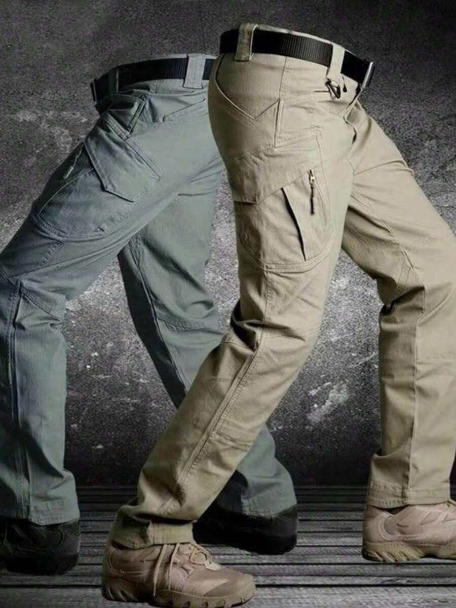 funcionalidad y estilo combinados para adaptarse a cualquier entorno,Pantalones tácticos con diseño de múltiples bolsillos - Gris - Ver 1