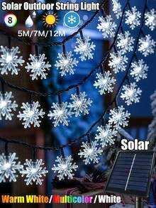 Solar Snowflake String Lights, 5m 20leds / 7m 50leds /12m 100leds Christmas Decorations, Multicolor 8 Lighting Modes, Outdoor Waterproof Garden Festive Decor, Romantic Atmosphere, For Courtyard, Patio, Holiday, Party, Christmas Tree Decoration - Snowflake - View 2