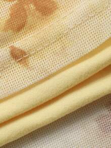 DAZY 女士优雅花卉蝴蝶结V领扭结鱼尾中长连衣裙，春夏婚礼宾客礼服 - 淡黃色 - 查看 9