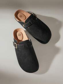 Solecia 女士平底软皮一脚蹬鞋，舒适百搭，适合通勤。 - 黑色 - 查看 2