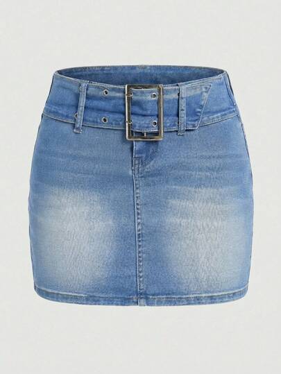 Sweetra 女士时尚休闲百搭性感低腰牛仔迷你裙