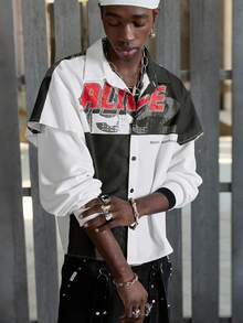 NEON BLANC 男士简约印花长袖休闲衬衫 - 黑與白 - 查看 6