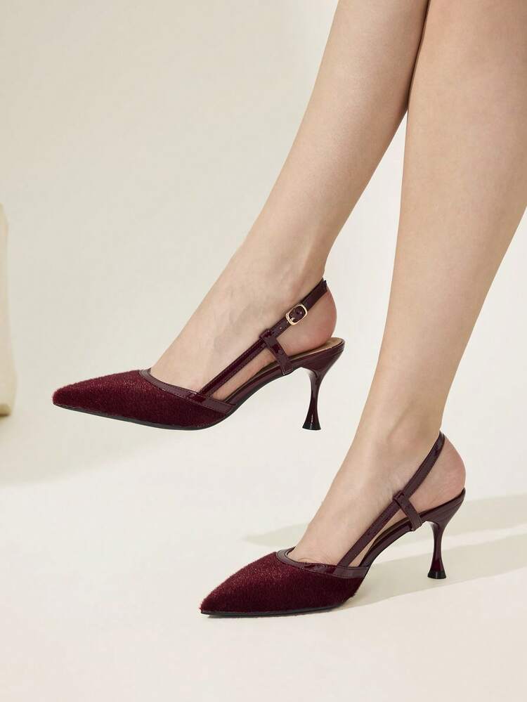 CUCCOO CHICEST Women's Pointed Toe Buckle Design Fashionable Elegant High Heels Valentine's Day Elegant Shoes