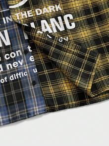 NEON BLANC 男士字母格纹印花短袖单排扣休闲衬衫 - 彩色 - 查看 5