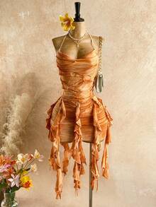 Soleia 女士度假休闲荷叶边露背吊带迷你连衣裙 - 彩色 - 查看 4