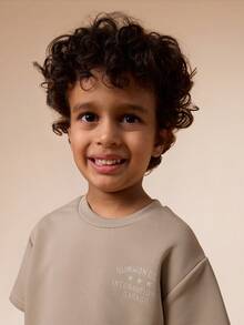 SUMWON Jungen Grafik-Muster Kurzarm Rundhals T-Shirt mit internationalem Garage Design, Lässig Urlaub - Aprikosenfarben - Übersicht 4