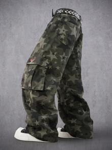 Manfinity Denimwave Men's Street Fashion Casual Multi-Pocket Flared Leg Camouflage Denim Jeans - Multicolor - View 2