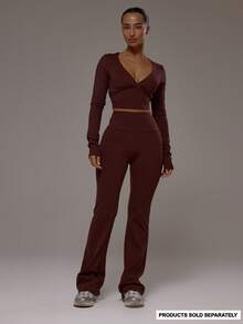 Musera Sport Quần legging thể thao dáng ống loe, cạp cong phía sau, cạp trung bình, thích hợp cho tập luyện thể thao, tập gym, pilates, thể dục, mặc hàng ngày và mặc thường ngày. - Màu nâu Sô-cô-la - Xem 1