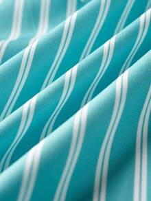 Airaco 女士常规肩长袖条纹前开襟简约衬衫 - 綠色 - 查看 6