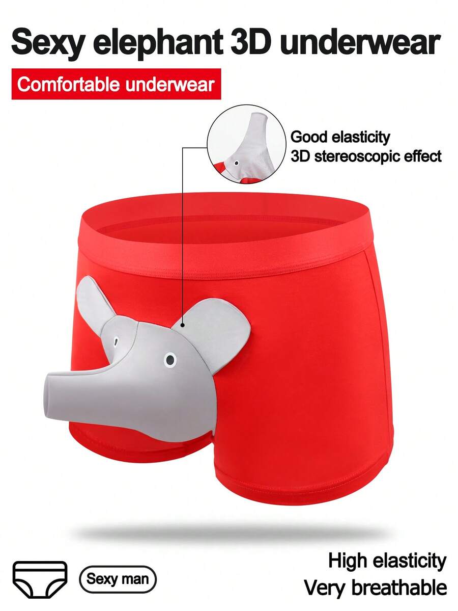 1件装 时尚亮红色面料中腰性感男士三角裤 - 紅色 - 查看 1