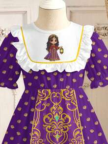SHEIN Muslim Jalabiya For Young Girls - Multicolor - View 6