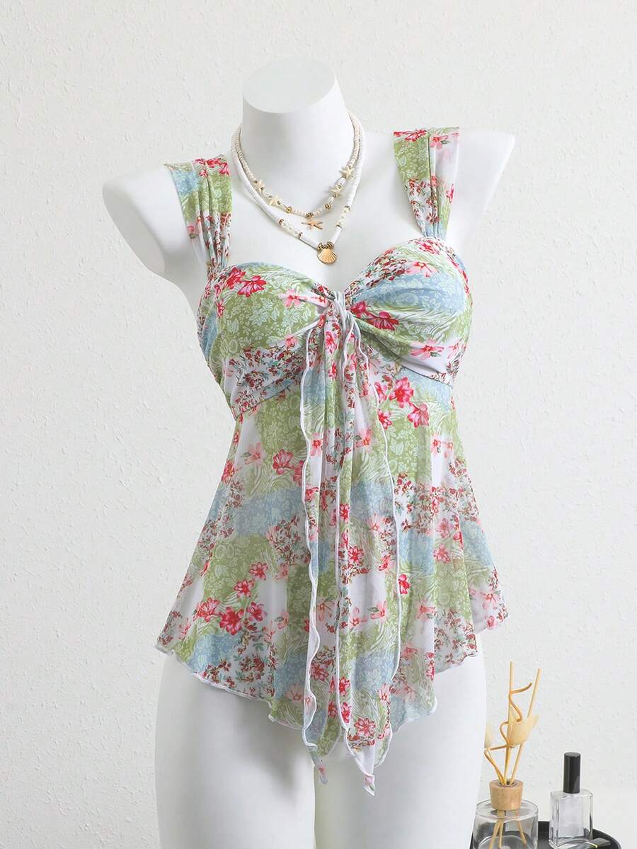 Elamini Áo bikini in họa tiết nhiệt đới dành cho nữ, đồ bơi đi nghỉ mát. - Nhiều màu - Xem 1