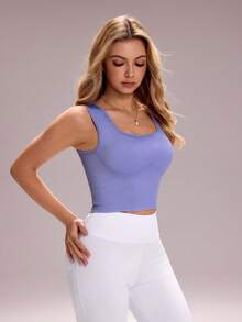 Sovereign Charm 无缝针织可拆卸前片女士运动背心 - 淡紫色 - 查看 5