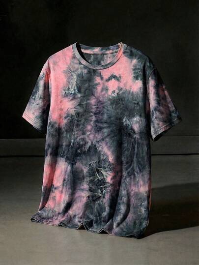 NEON BLANC Men's Tie-Dye Print Crew Neck Casual Knit Short Sleeve T-Shirt