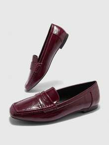 CUCCOO BIZCHIC Joy&Peace, Genuine Imported Women's Flat Loafers, Style, Autumn 2024, N1501. - Burgundy - View 8
