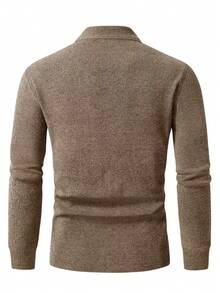 Manfinity Homme Áo khoác cardigan nam đơn sắc tối giản thường ngày - Màu be - Xem 2