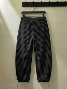 ESTAVOR Men's Casual Streetwear Striped Print Jogger Pants - Grey - View 2