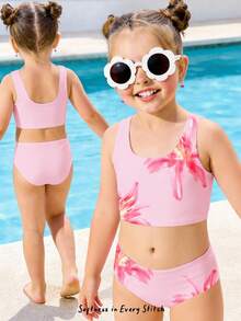 SHEIN 少女碎花比基尼套装，海滩度假风 - 彩色 - 查看 5