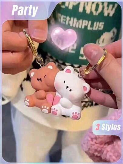 1/2pcs Adorable Puppy Magnetic Couple Keychains, Key Holder,Heart Shaped Magnetic Couple Keychains Mini Pendant, Commemorating Friendship, Family, Gift For Best Friends, Valentine's Day, Easter, Women's Day, Mother's Day, Galentine's Day