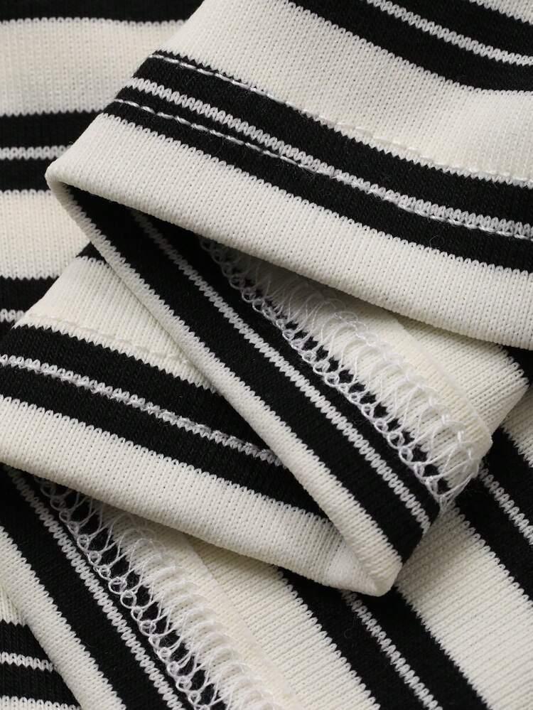 Women's Striped Drop Shoulder Polo Collar Casual Loose T-Shirt Graphic Tees Women Oversized