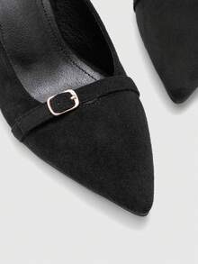 CUCCOO BIZCHIC Tacones altos de mujer con diseño de hebilla y punta afilada, versátiles para uso diario - Negro - Ver 8