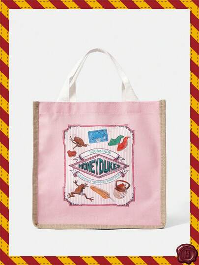 HARRY POTTER X SHEIN 手提午餐包，女士休闲托特包便当盒晚餐大容量露营学生野餐食品饮料包，卡通图案，非常适合海滩度假、旅行、购物和度假必备