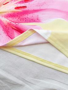 SHEIN Teen Girls' Vacation Cream Yellow Floral Print Ruffle Asymmetrical Shoulder Bodycon Mini Dress, Summer - Yellow - View 6