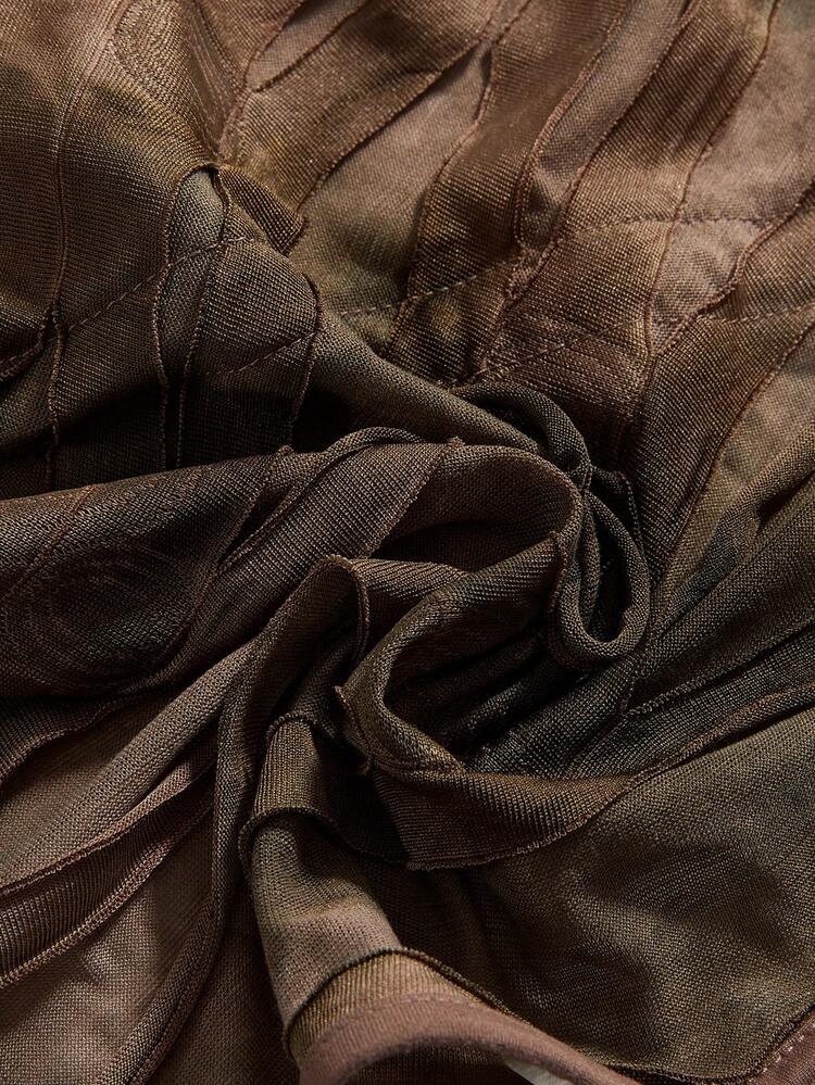 ROMWE 女士性感Y2K扎染深V领露背短款上衣 - 綠色 - 查看 10