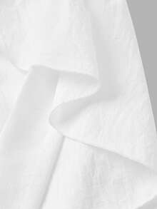 SHEIN MOD 女士白色交叉V领扭腰优雅泡泡袖连衣裙 - 白色 - 查看 8