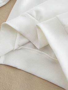 SHEIN Genkimix Kids 2pcs/Set Girls' Round Neck Long Sleeve Sweatshirt And Pants Set, Fashionable Casual Everyday Wear, Spring/Autumn Kids Sweat Set Sweatshirt Set For Girl Two Piece Kids Set Kids Two Piece Set Kids Long Sleeve Summer Sets - White - View 10