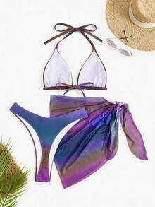 Swim Vcay Bộ đồ bơi cỡ lớn in họa tiết ngẫu nhiên màu ombre - Nhiều màu - Xem 2