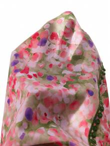 Vestido casual y lindo de fiesta con cuello en V, estampado floral y aplicaciones para niña - Multicolor - Ver 7