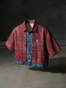 NEON BLANC Men's Contrast Plaid Short Sleeve Single-Breasted Casual Shirt - Multicolor - View 7