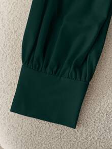 GlowEve CURVE 女士织造的大码优雅秋季衬衫 - 墨綠色 - 查看 5