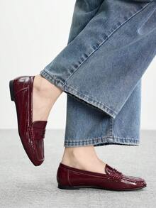 CUCCOO BIZCHIC Joy&Peace, Genuine Imported Women's Flat Loafers, Style, Autumn 2024, N1501. - Burgundy - View 1